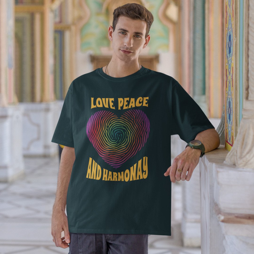 Love, Peace & Harmony Unisex Oversized T-Shirt