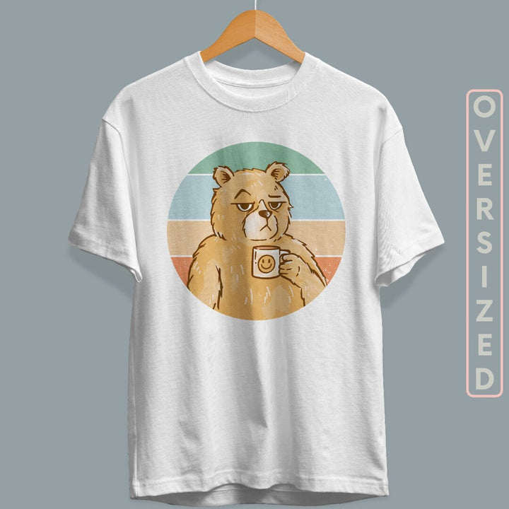 Bear Coffee Retro Unisex Oversized T-Shirt