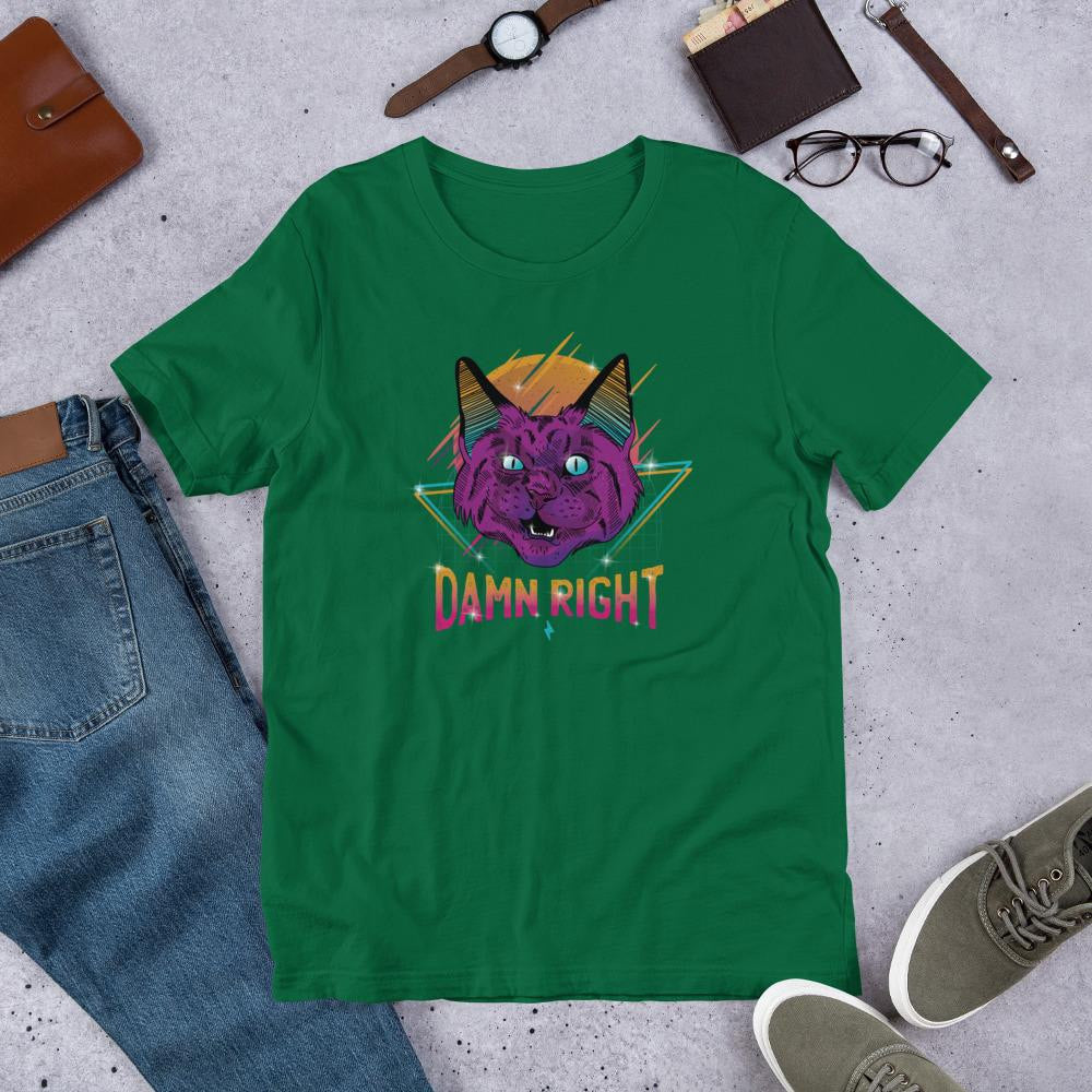 Neon Cat Half Sleeve T-Shirt