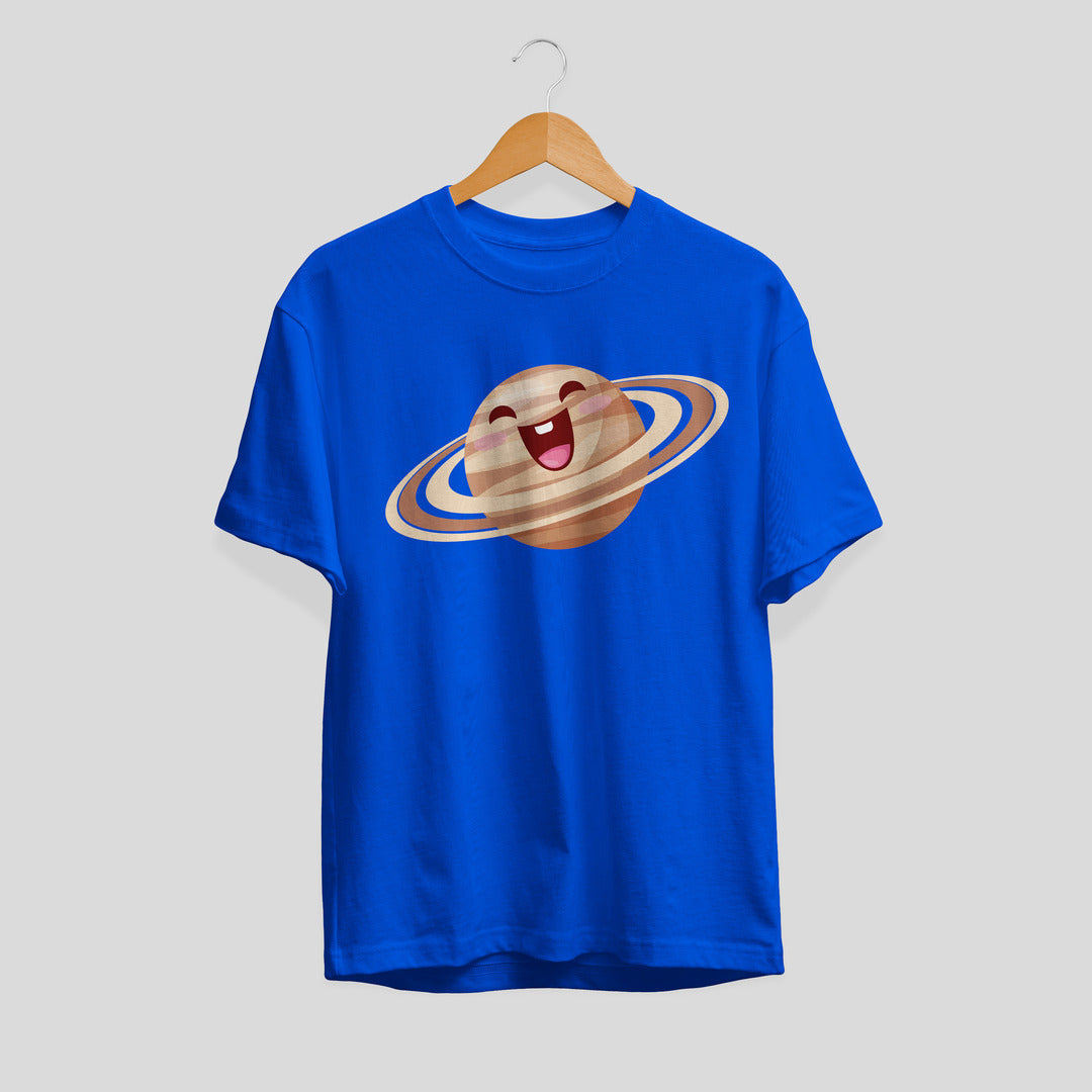 Saturn Cartoon Half-Sleeve T-Shirt