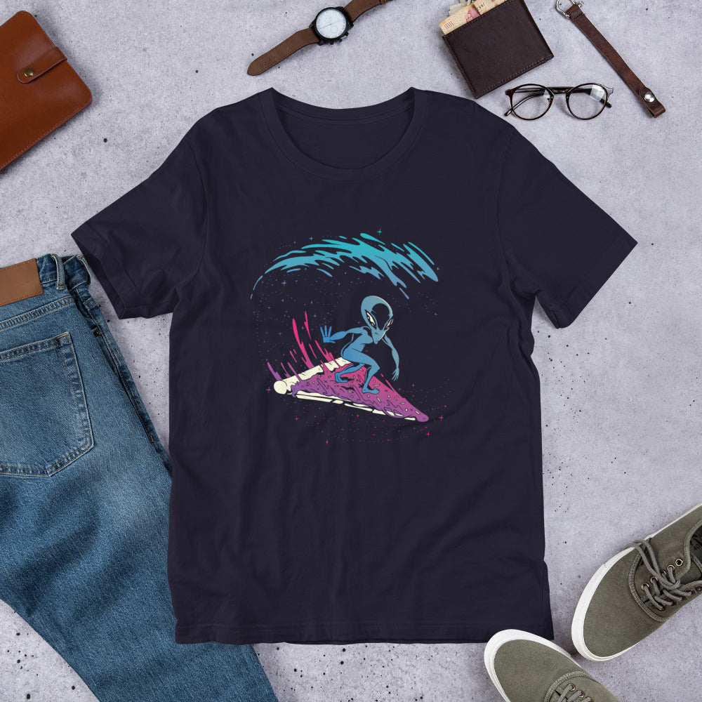Alien Pizza Surfing Half-Sleeve T-Shirt